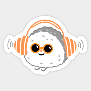 Funny sushi chills and listens to music Sticker